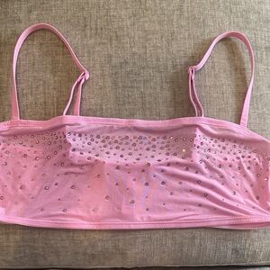SKIMS Pink Rhinestone Embellished Bandeau Bra